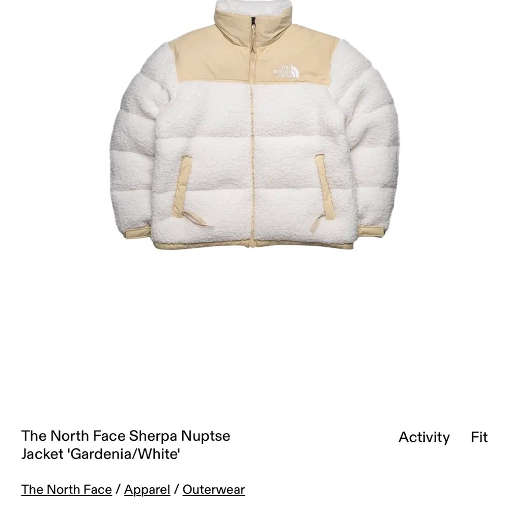 The North Face White and Tan Puffer Jacket